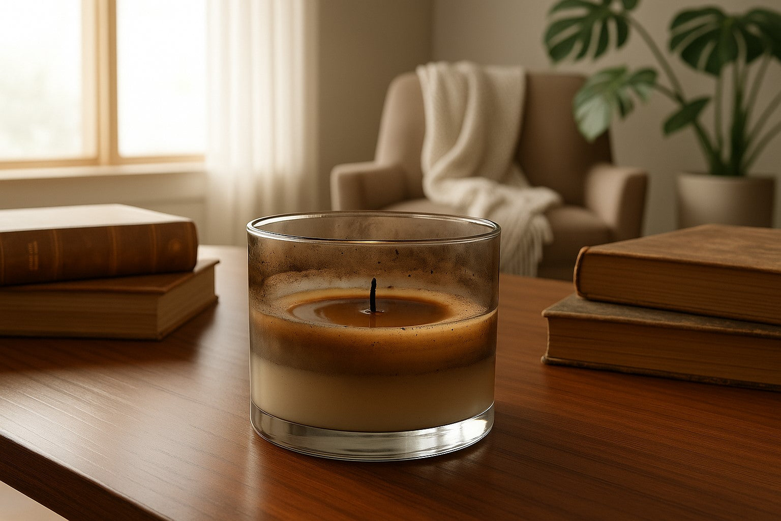 candle with soot build up and discoloration