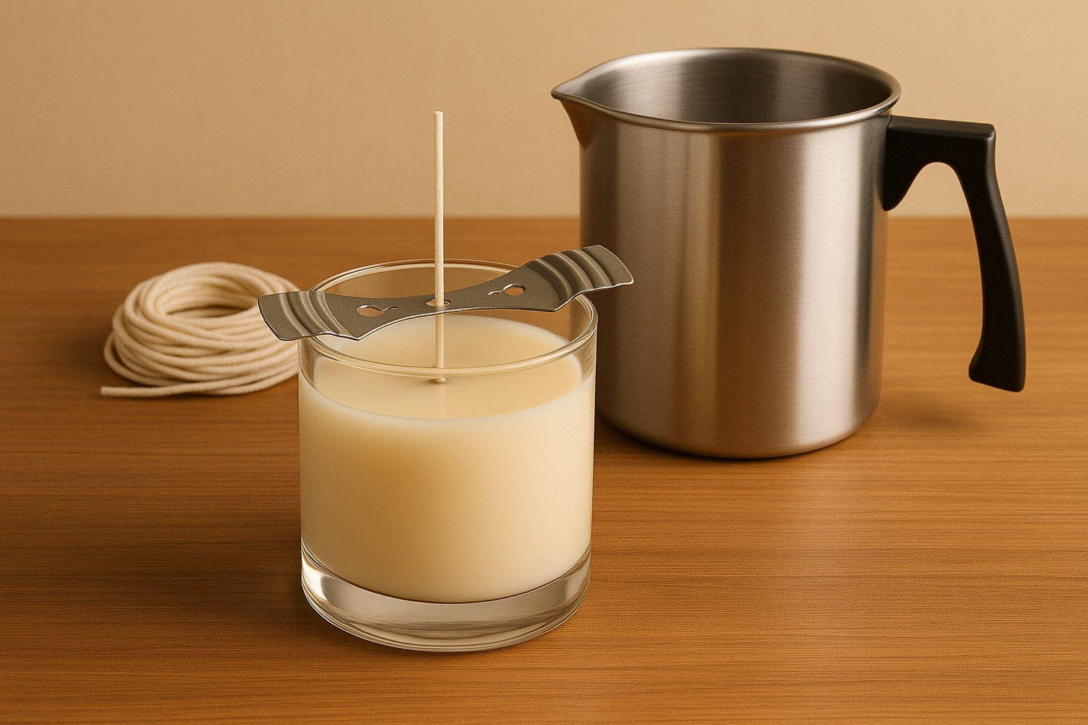 candle showing how to use a wick bar