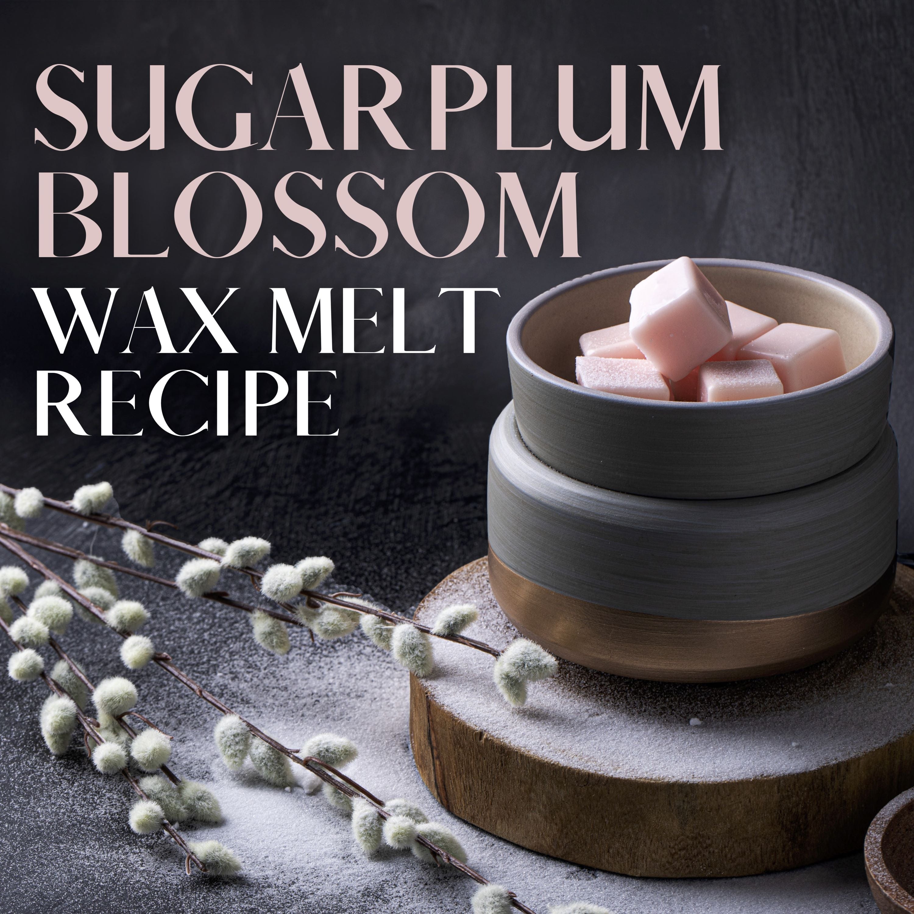 pink sugarplum blossom wax melts in a burner