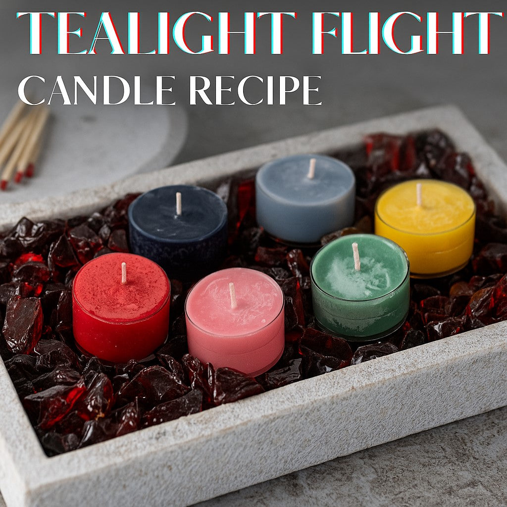 tealight flight with various colored tealights