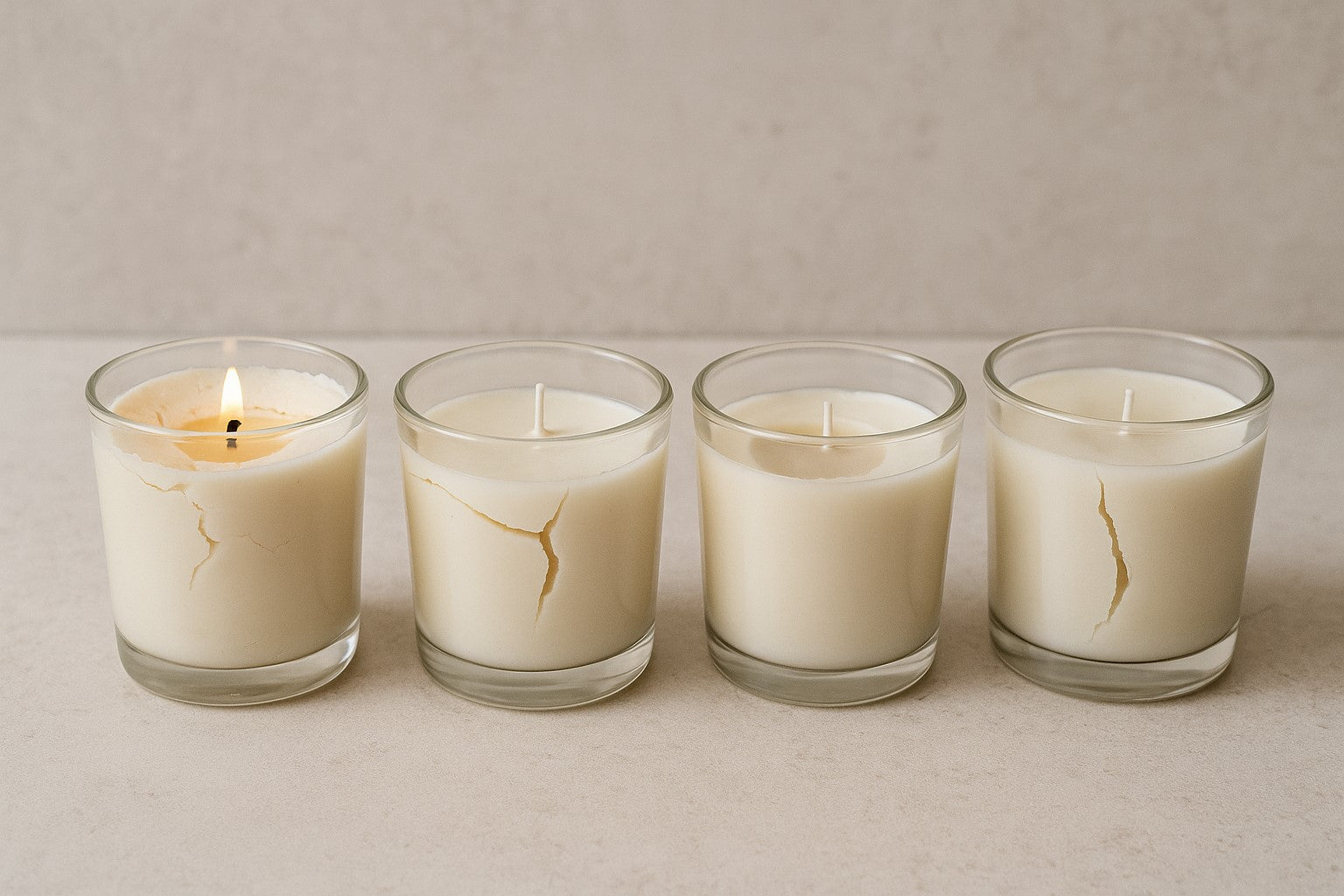 candles with cracking and tunneling