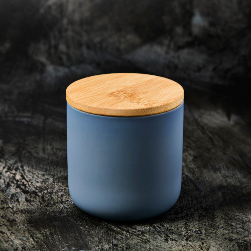 Teal Grey Ceramic Candle Jar - 12 oz