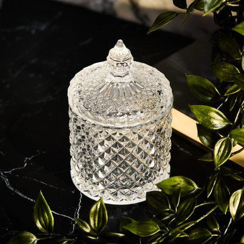 Clear Decorative Glass Vessel with Lid - 10 oz - Zoom Media 1