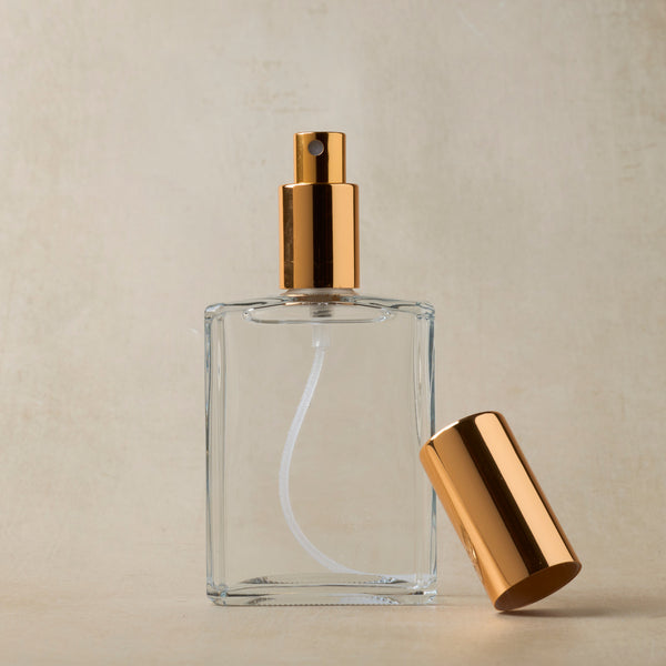 4 oz Glass Bottle with Gold Sprayer & Cap - Zoom Media 2