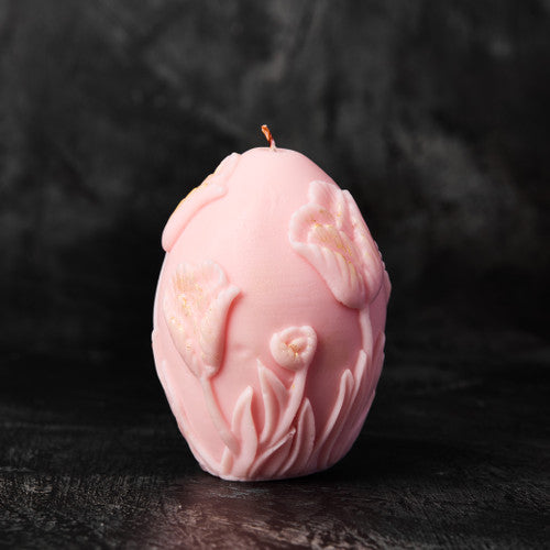 Egg Shape Silicone Mold with Tulips - 3D - Molds - for Soap