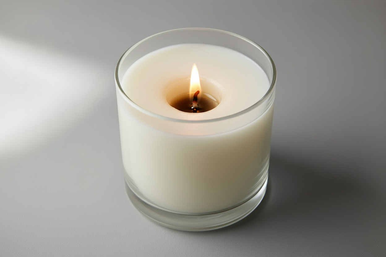 a soy wax candle that is tunneling 