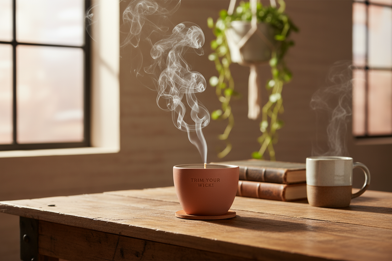 burning candle smoking