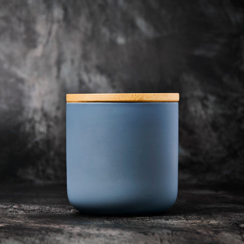 Teal Grey Ceramic Candle Jar - 12 oz