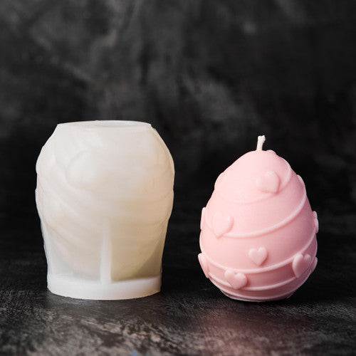 Egg Silicone Mold with Hearts and Swirly Lines - 3D