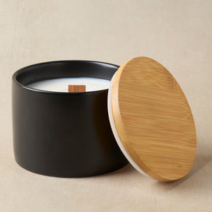Bamboo Lid - 16 oz Ceramic Jar