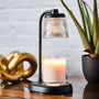 Fluted Glass Black Candle Warmer Lamp