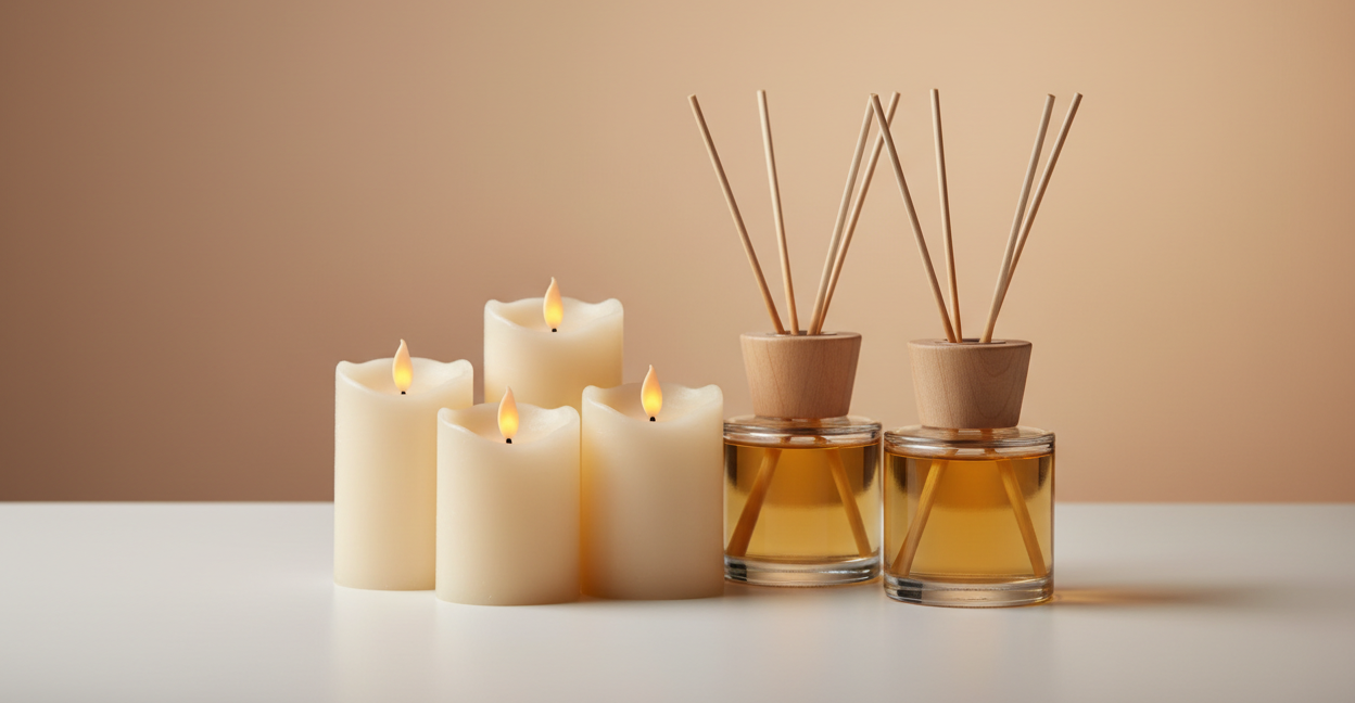 flameless candles and reed diffusers